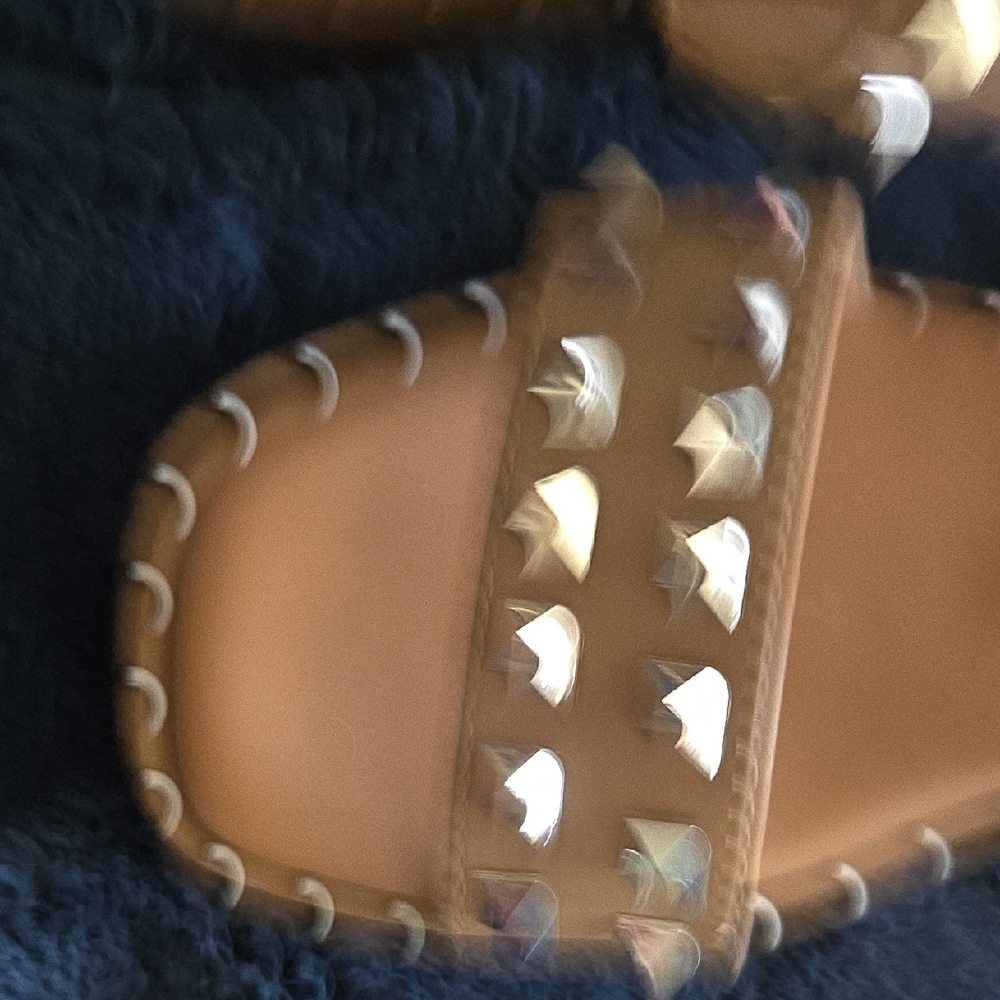 Steve Madden Tan Studded Slide Sandals - Picture 12 of 16